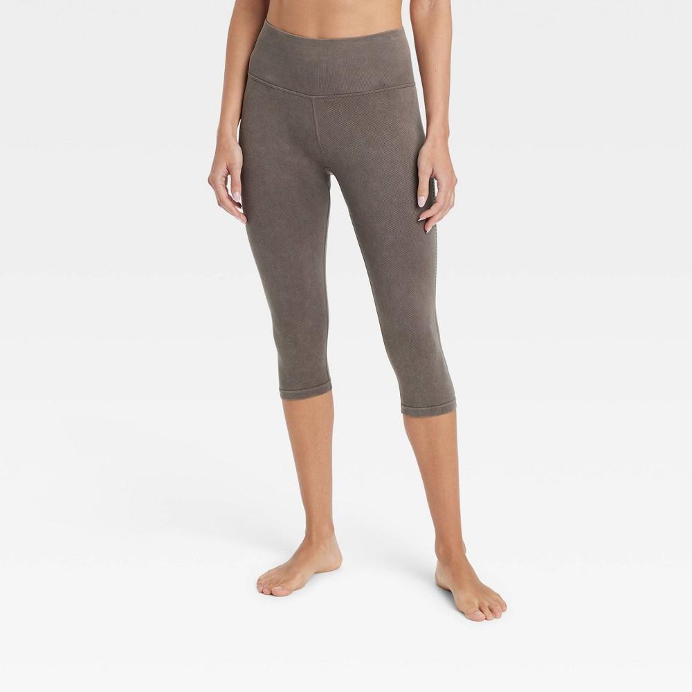 Womens Seamless High-Rise Capri Leggings - JoyLab Taupe XXL Product Image