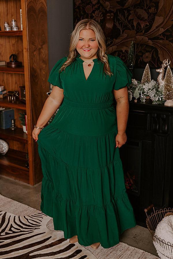 Simply Sweet Maxi Dress in Hunter Green Curves Product Image