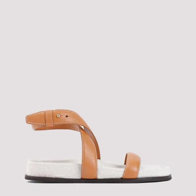 Suede Flat Sandals In White Product Image