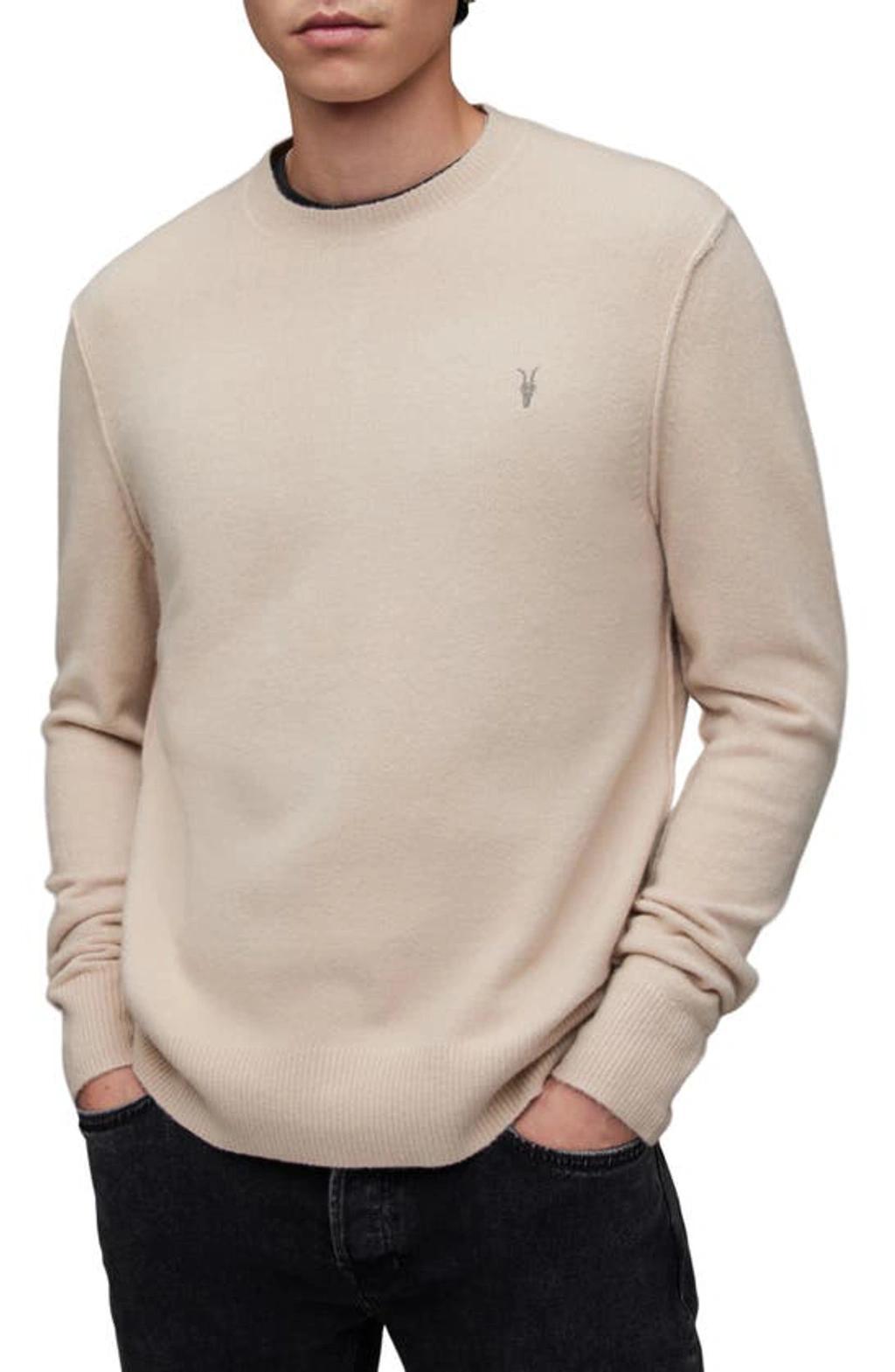 ALLSAINTS Statten Ramskull Crew Neck Sweater In Boston Taupe Product Image