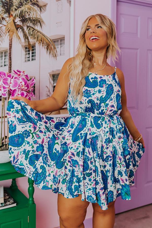 Seaside Splendor Floral Dress In Blue Curves Product Image