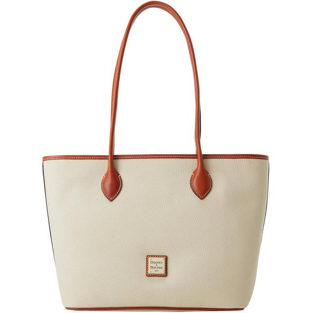 Dooney & Bourke Womens Pebble Grain Leather Tote Shopping Bag in Bone Product Image