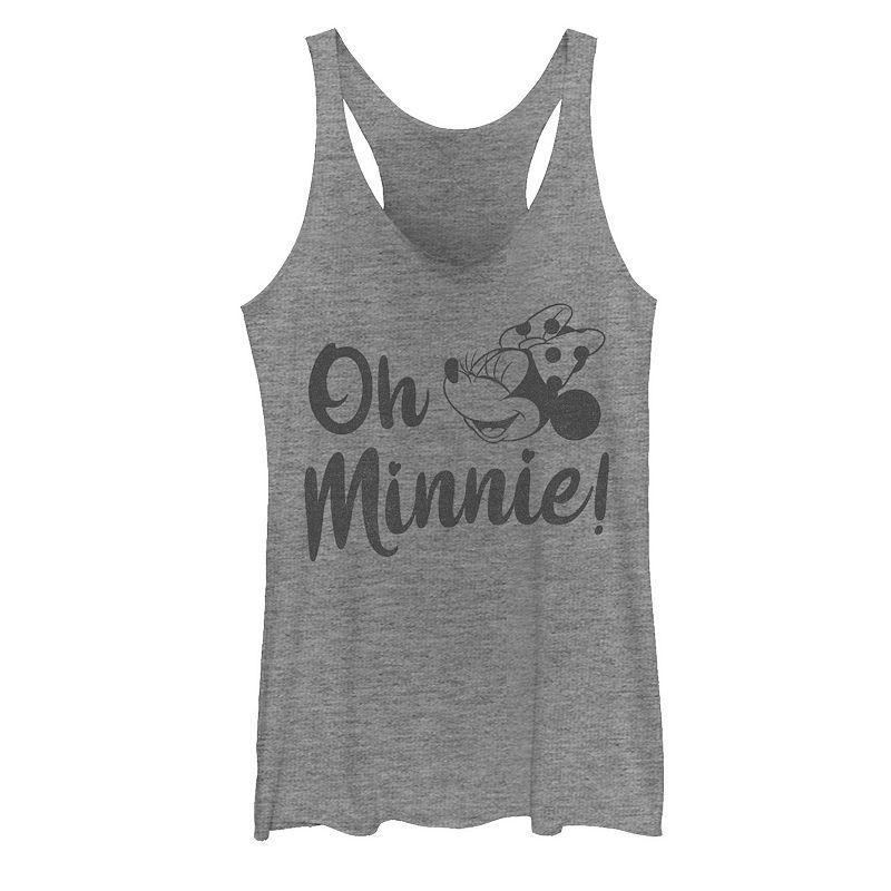 Disneys Mickey Mouse And Friends Oh Minnie! Juniors Racerback Tank Top, Girls Gray Grey Product Image