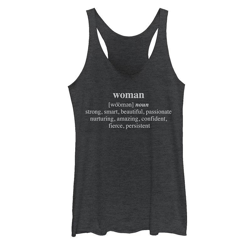 Juniors Definition of Woman Womens Empowerment Tank Top, Girls Black Grey Product Image