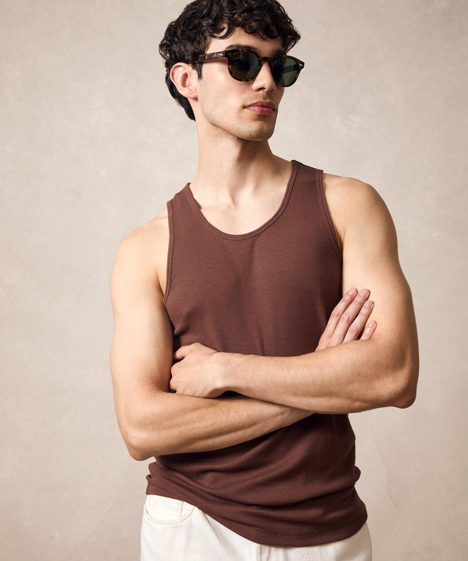 Ribbed Tank Top in Toasted Brown Product Image