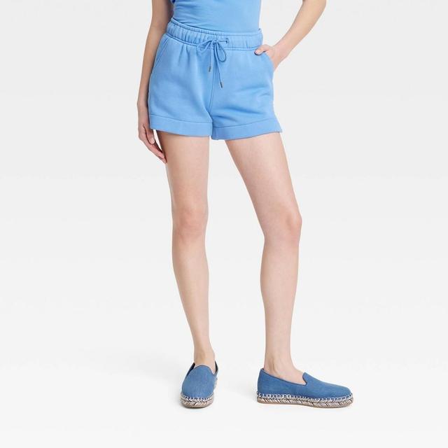 Womens Mid-Rise Fleece Shorts - Universal Thread Blue XL Product Image