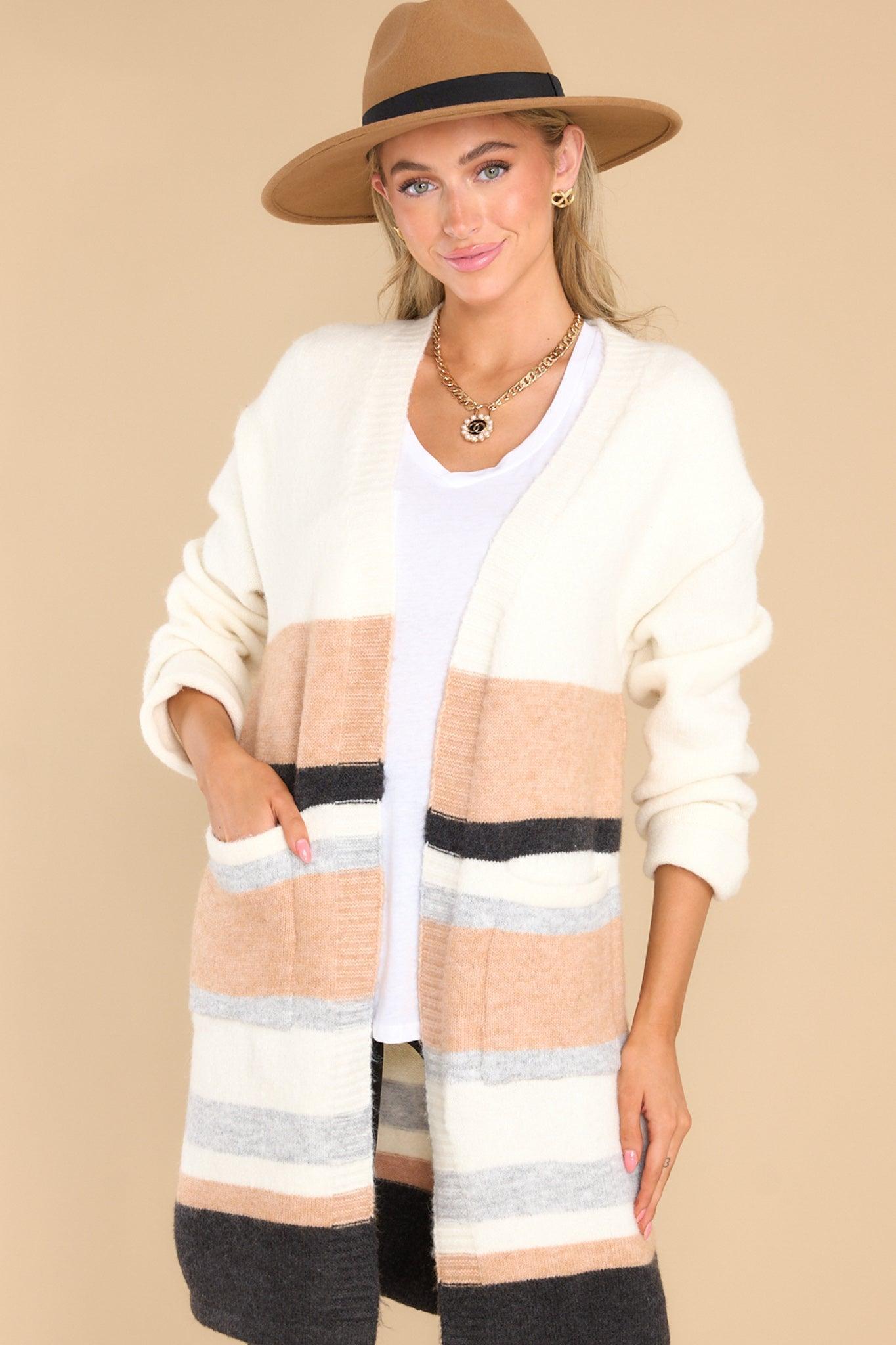 Peace Offering Ivory Multi Striped Cardigan Product Image