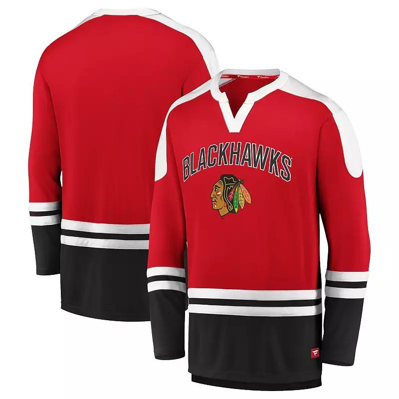 Mens Fanatics Branded /Black Chicago Blackhawks Iconic Slapshot Long Sleeve T-Shirt Product Image