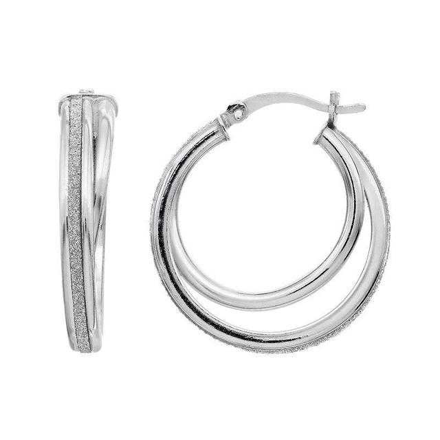 Platinum Over Silver Double Hoop Earrings, Womens, Grey Product Image