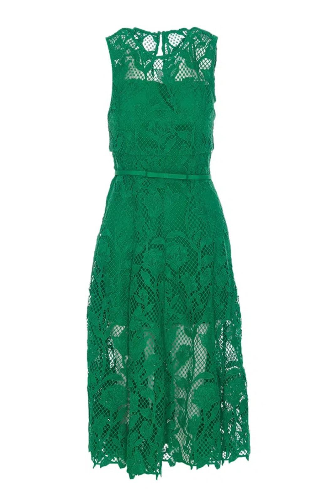 Laces Mini Sleeveless Dress In Verde Product Image