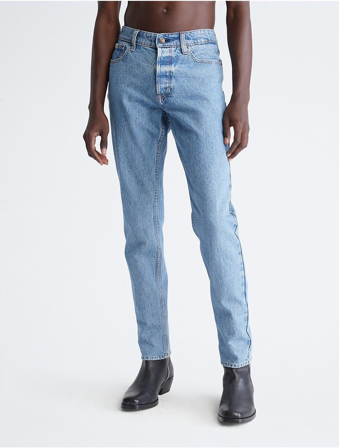 Calvin Klein Mens Slim Fit Desert Blue Jeans - Blue - 42W x 30L Product Image