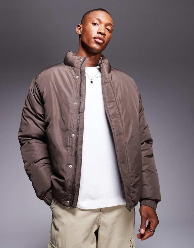 ASOS DESIGN puffer jacket in brown Product Image