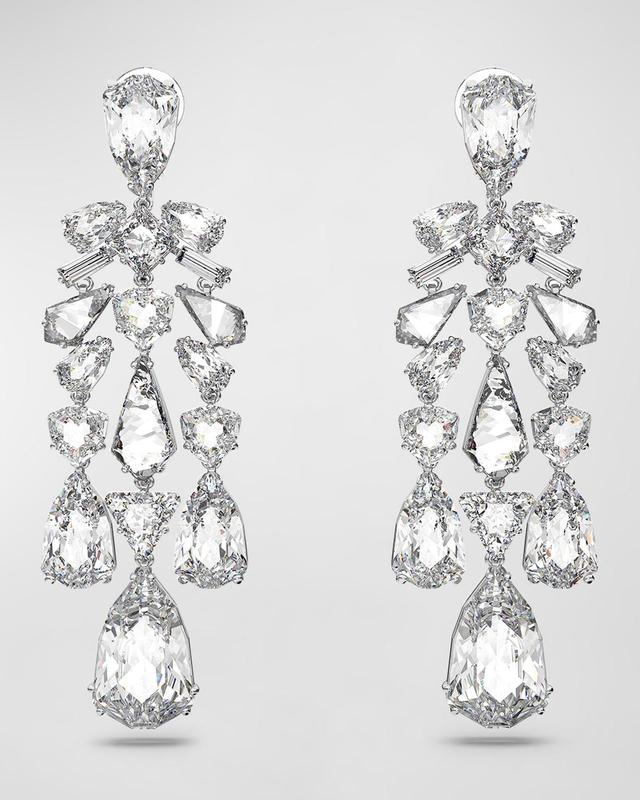 Mesmera Rhodium-Plated Mix-Cut Crystal Dangle Earrings Product Image