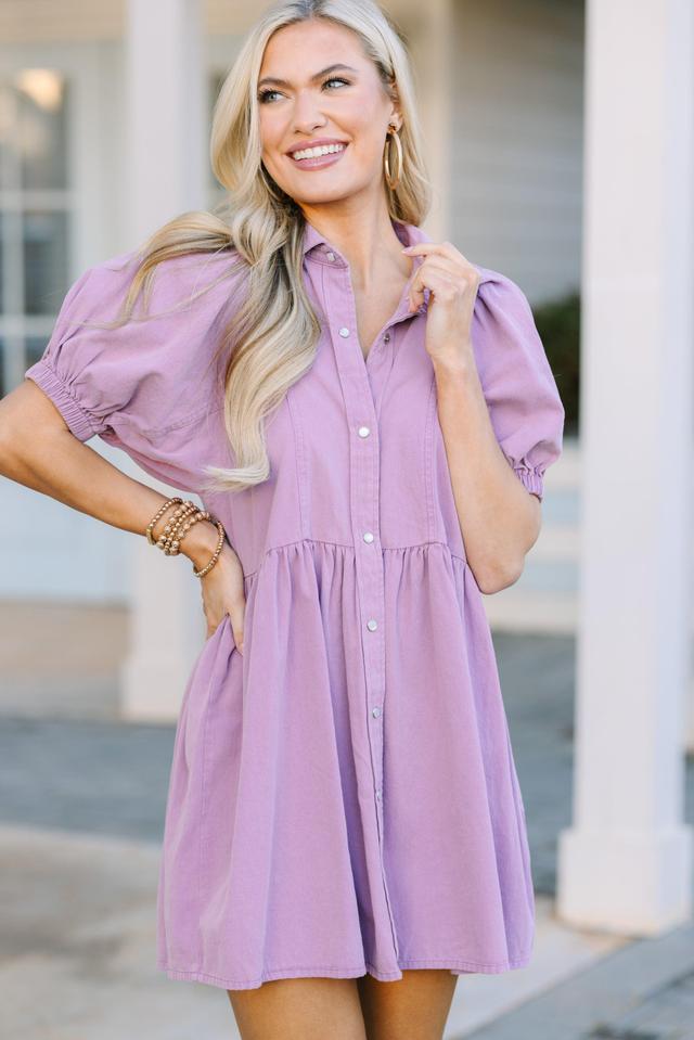 Well Known Lavender Denim Babydoll Dress Female Product Image