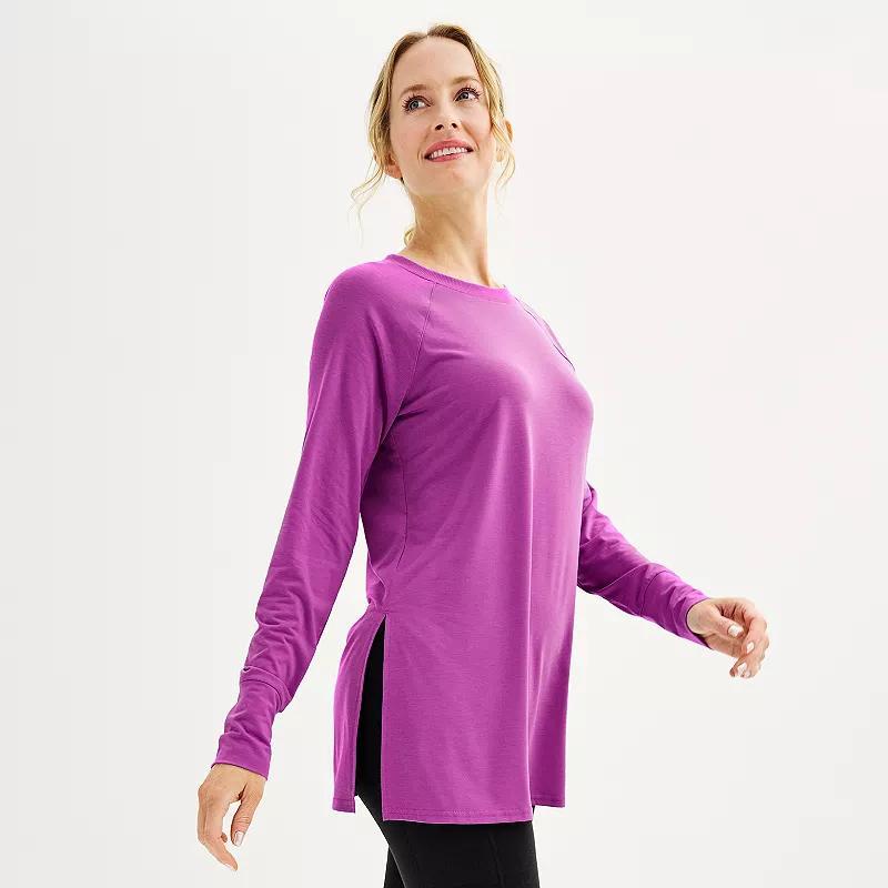 Womens Tek Gear Long Sleeve Tunic Tee Purple Appeal Product Image