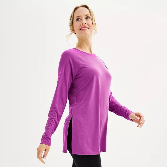 Womens Tek Gear Long Sleeve Tunic Tee Smokey Grey Product Image