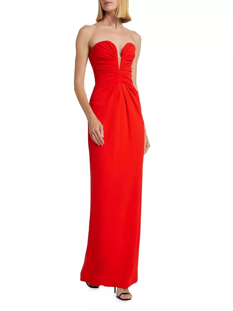 Womens Ruched Strapless Gown Product Image