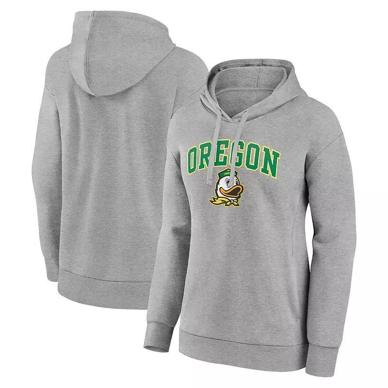 Womens Fanatics Branded Heather Gray Oregon Ducks Evergreen Campus Pullover Hoodie Product Image