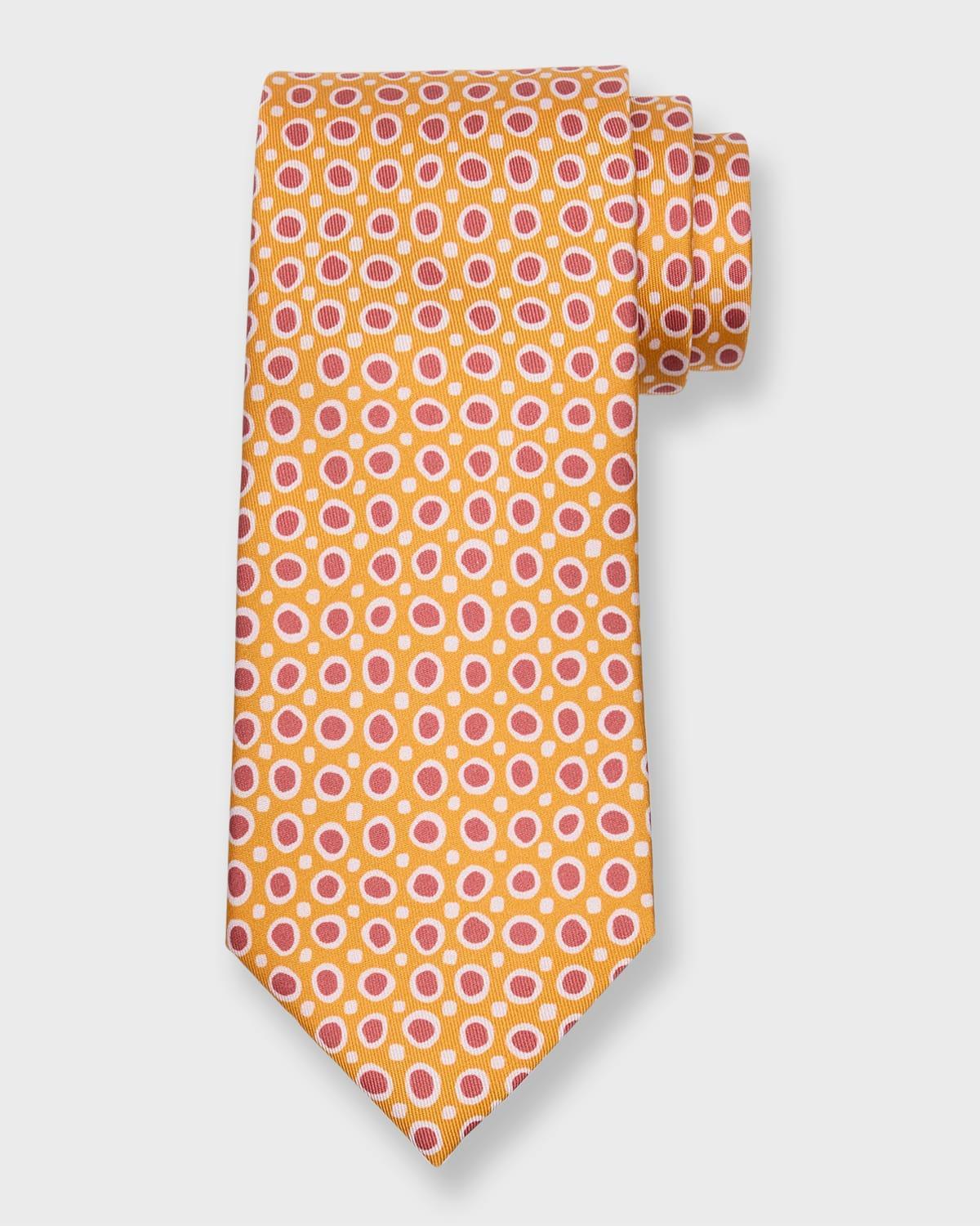 Mens Small Circle Printed Silk Tie Product Image