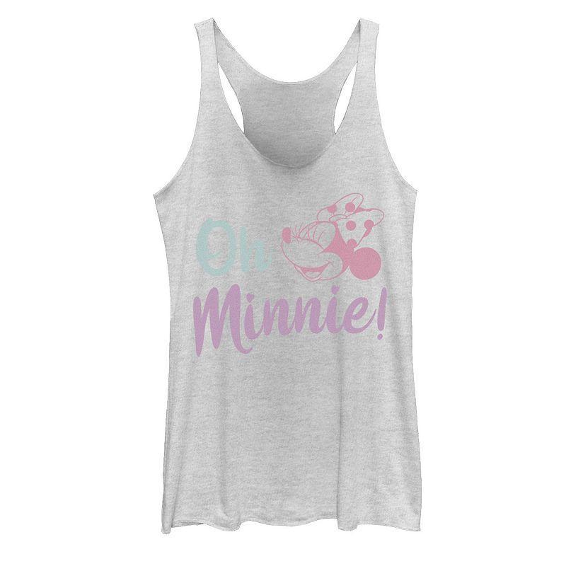 Disneys Mickey And Friends Juniors Oh Minnie Simple Text Racerback Graphic Tank Top, Girls White Grey Product Image