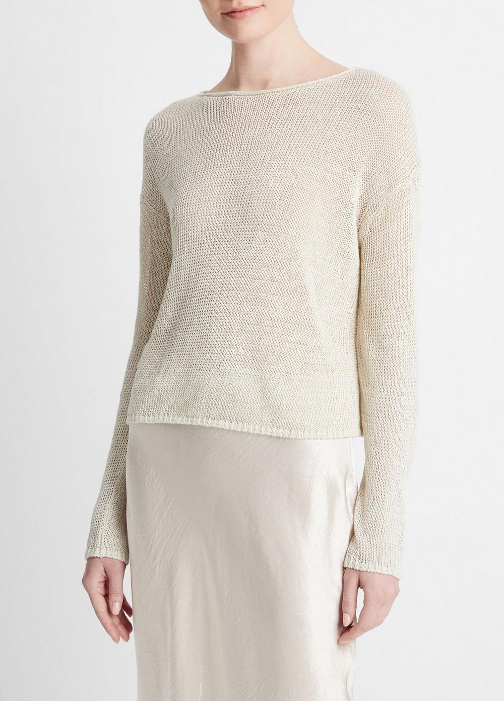 Italian Linen Drop-Shoulder Pullover Sweater Product Image