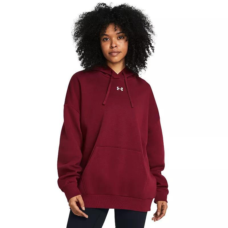 Womens Under Armour Rival Fleece Oversized Hoodie Red Product Image