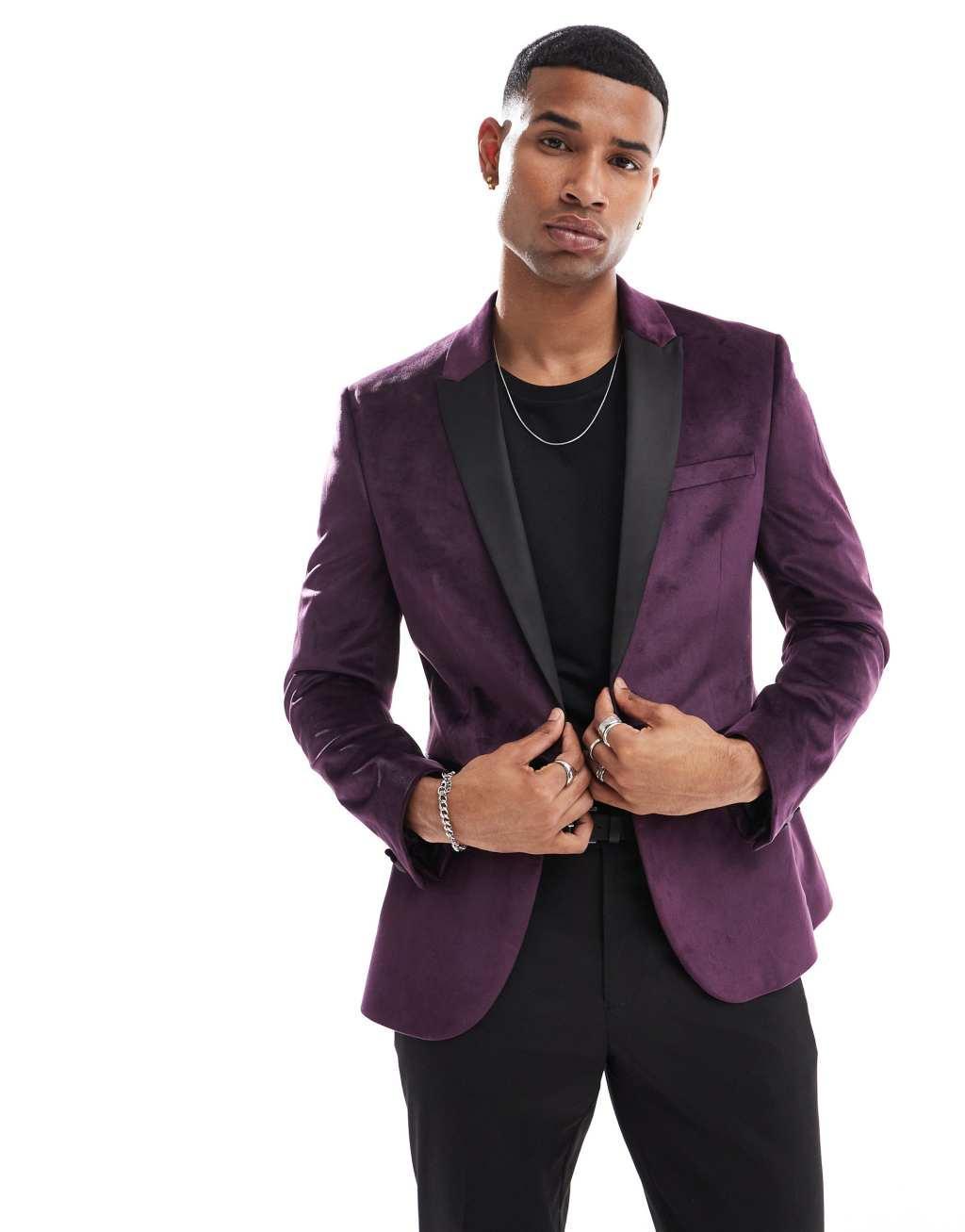 ASOS DESIGN skinny velvet blazer Product Image