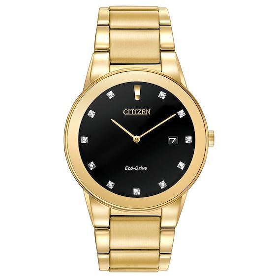 Men's Citizen Eco-DriveÂ® Axiom Diamond Accent Gold-Tone Watch with Black Dial (Model: Au1062-56G) Product Image