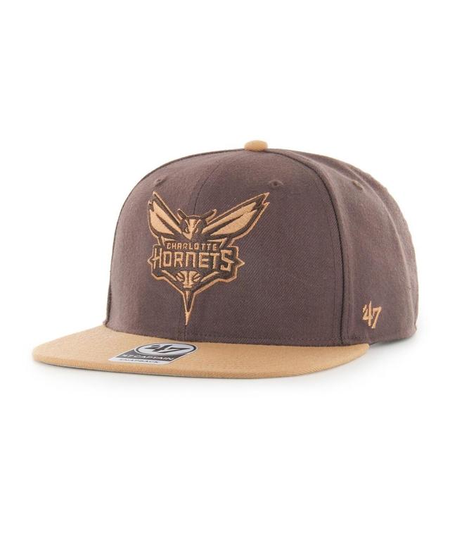 Mens 47 Brown Charlotte Hornets No Shot Two-Tone Captain Snapback Hat Product Image