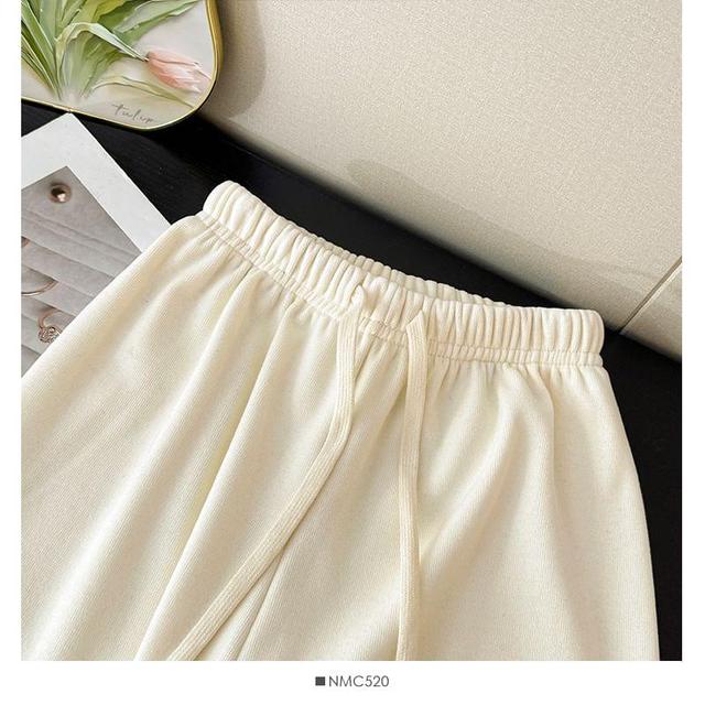 Fleece-Lined Drawstring High-Waist Wide-Leg Pants in 5 Colors Product Image