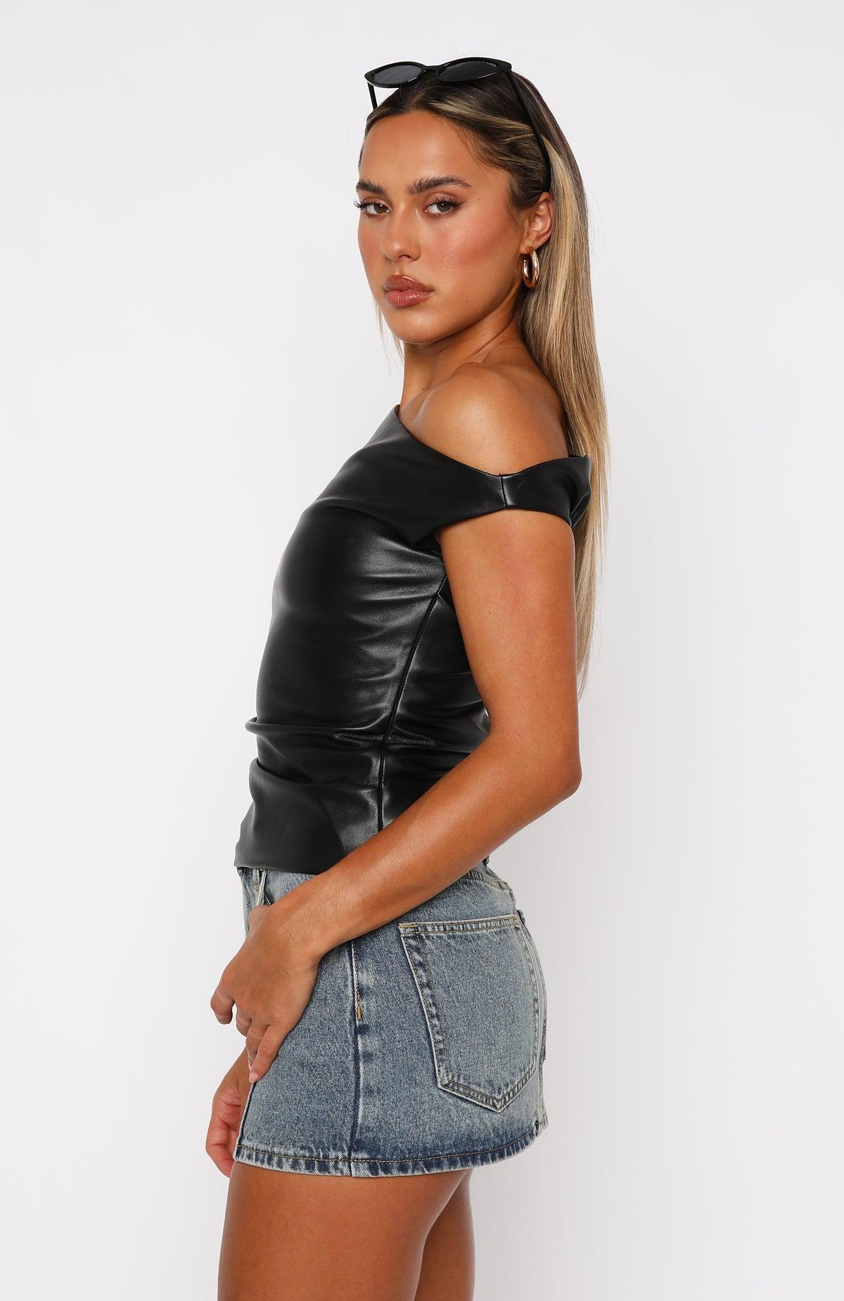 She's A Force PU Top Black Product Image