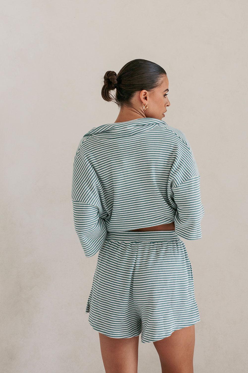 Mallory Top - Teal Stripe Product Image