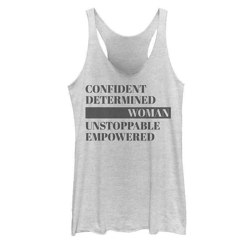 Juniors Confident Determined Womens Empowerment Tank Top, Girls White Grey Product Image