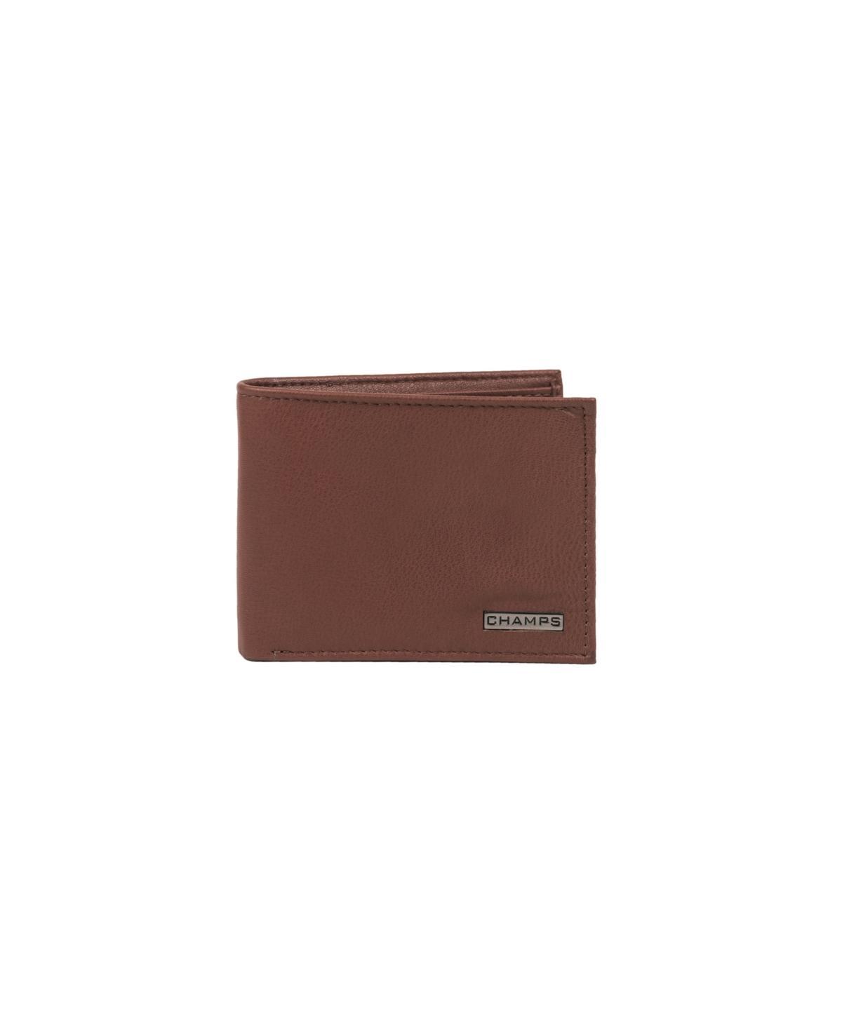 Champs Black Label Top Wing Fold Over Leather Wallet With Rfid Blocking In Tan Product Image