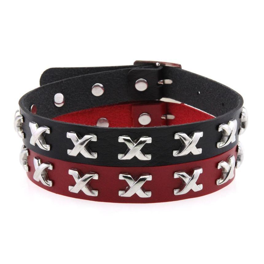 Lettering Faux Leather Choker Product Image