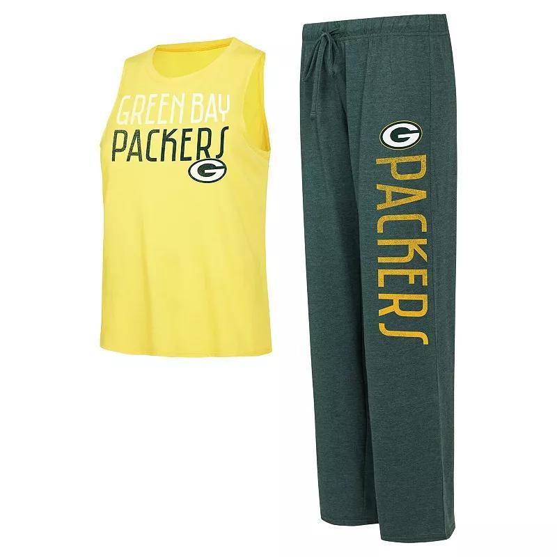 Womens Concepts Sport /Gold Bay Packers Muscle Tank Top & Pants Lounge Set Product Image