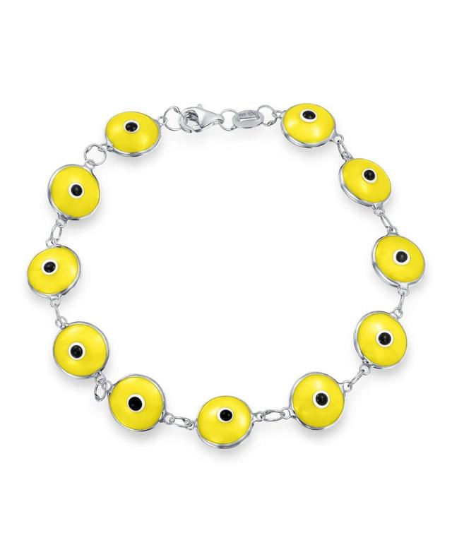 Bling Jewelry Protection Good Luck Amulet Turkish Opaque Yellow Glass Bead Evil Eye Bracelet For Women Sterling Silver 7 Inch Product Image