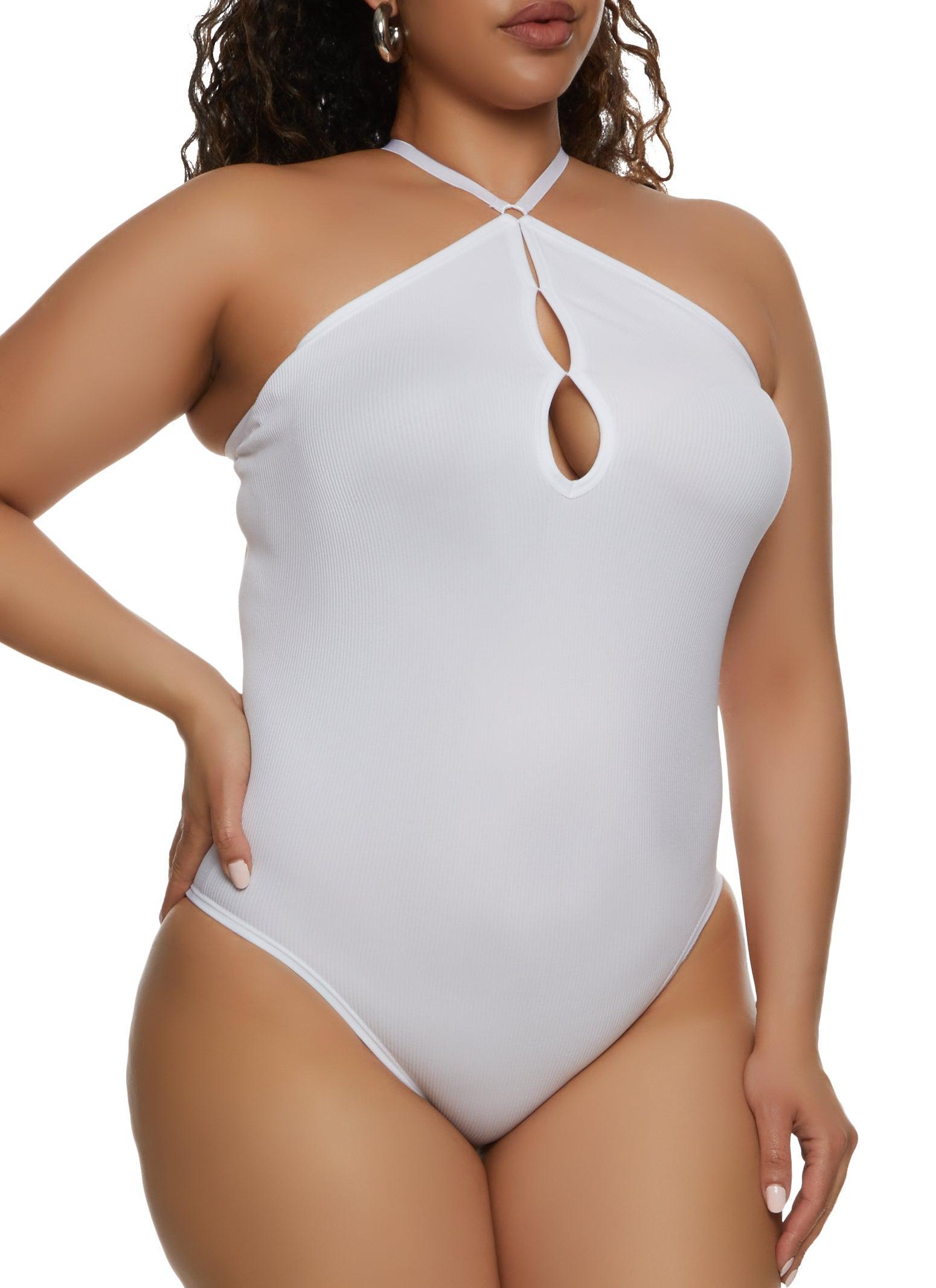 Womens Plus Size Keyhole Open Back Bodysuit Product Image