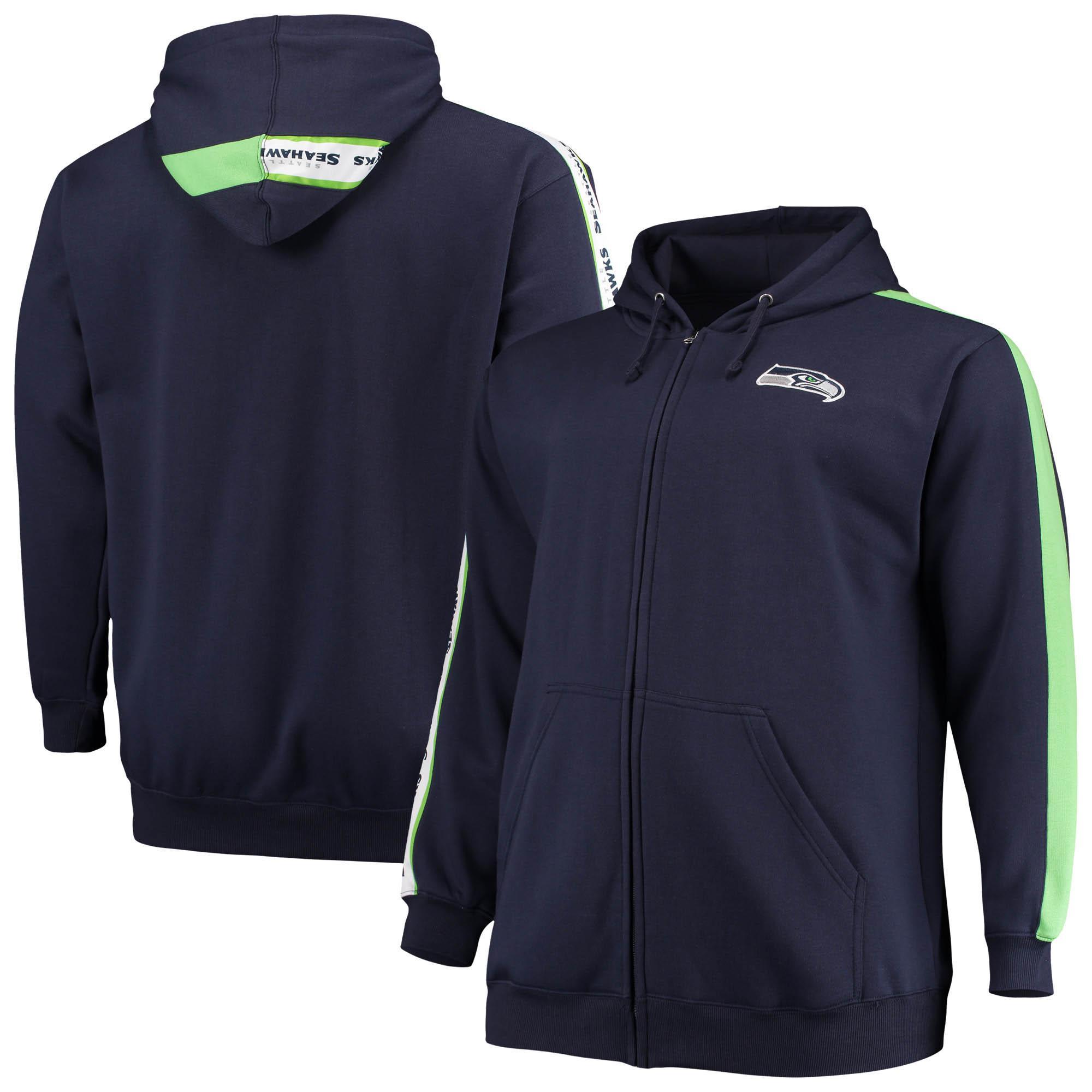 Mens Fanatics Branded College Seattle Seahawks Big & Tall Full-Zip Hoodie Blue Product Image