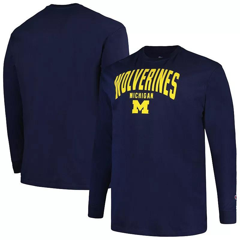 Mens Champion Michigan Wolverines Big & Tall Arch Long Sleeve T-Shirt Blue Product Image