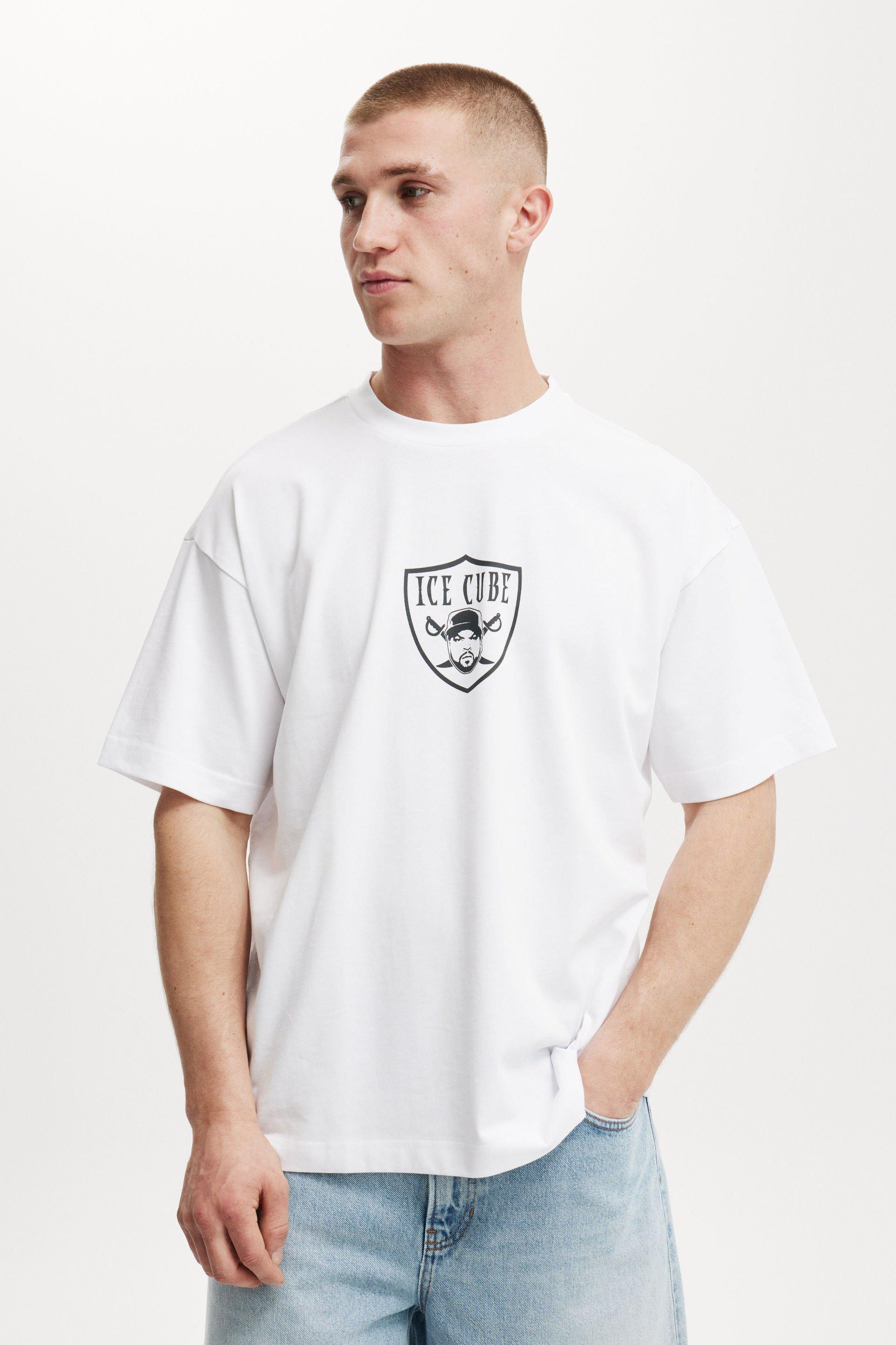 Cotton On Men - Ice Cube Box Fit Premium Music T-Shirt - Lcn mt white/ ice cube - shield logo Product Image