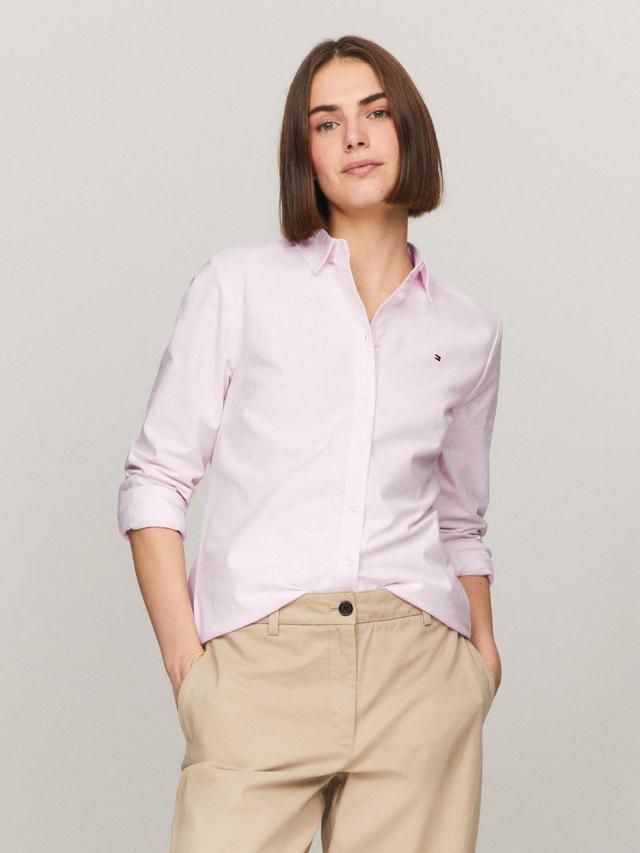 Tommy Hilfiger Women's Regular Fit Stripe Stretch Oxford Shirt Product Image