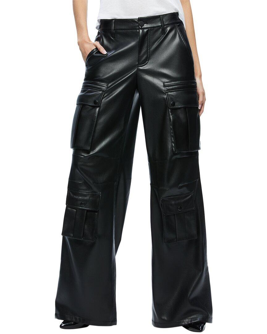 ALICE AND OLIVIA Joette Vegan Leather Cargo Pant In Black Product Image