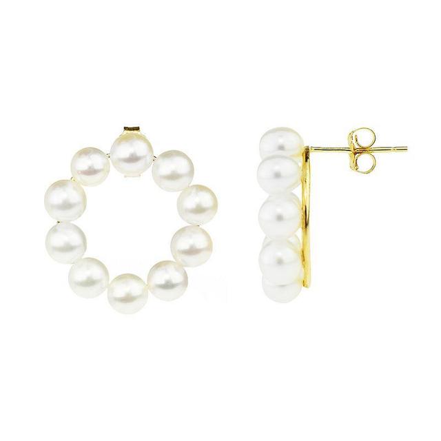 Jewelmak 14k Gold Freshwater Cultured Pearl Open Circle Earrings, Womens, White Product Image