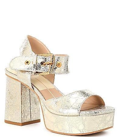 Dolce Vita Bobby Metallic Leather Ankle Strap Platform Sandals Product Image