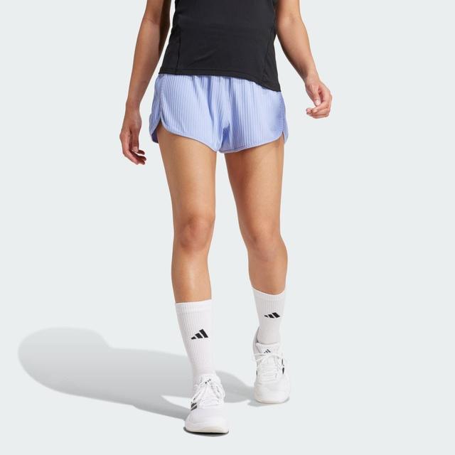 adidas Pacer All Gym Seasonal Rib High-Rise Tonal 3-Stripes Shorts Semi Lucid Blue XS Womens Product Image