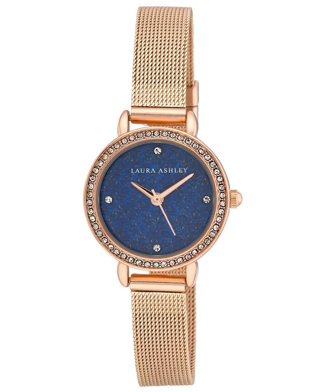 Laura Ashley Womens Gemstone Rose Gold-Tone Alloy Mesh Bracelet Watch 26mm - Blue Product Image