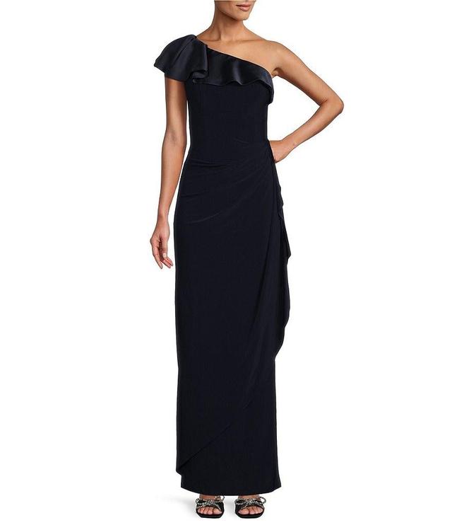 Alex Evenings Overlay One Shoulder Sleeveless Side Slit Dress Product Image