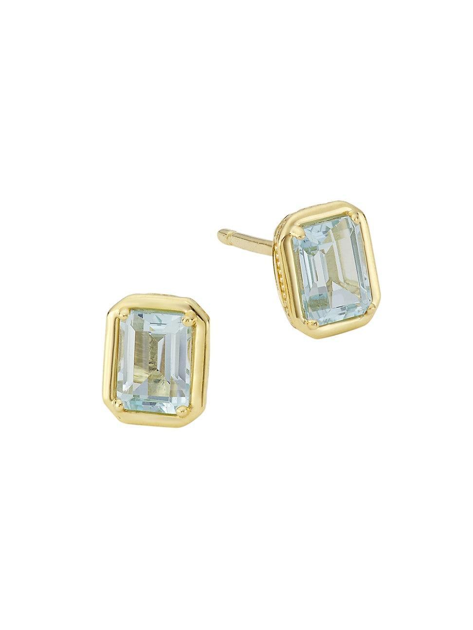 Womens Tacori Allure 18K Gold & Blue Topaz Stud Earrings Product Image