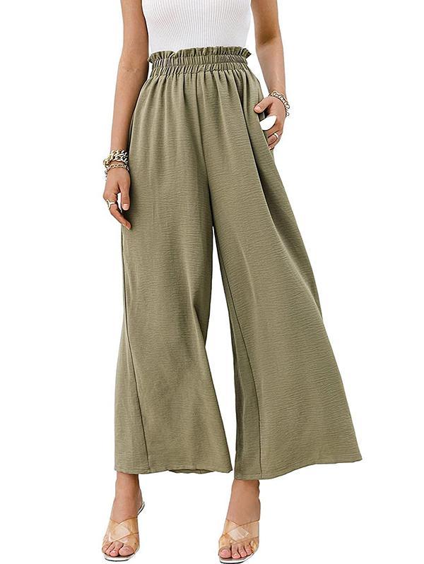 Simple Wide Leg Loose Elasticity Casual Pants Bottoms Product Image